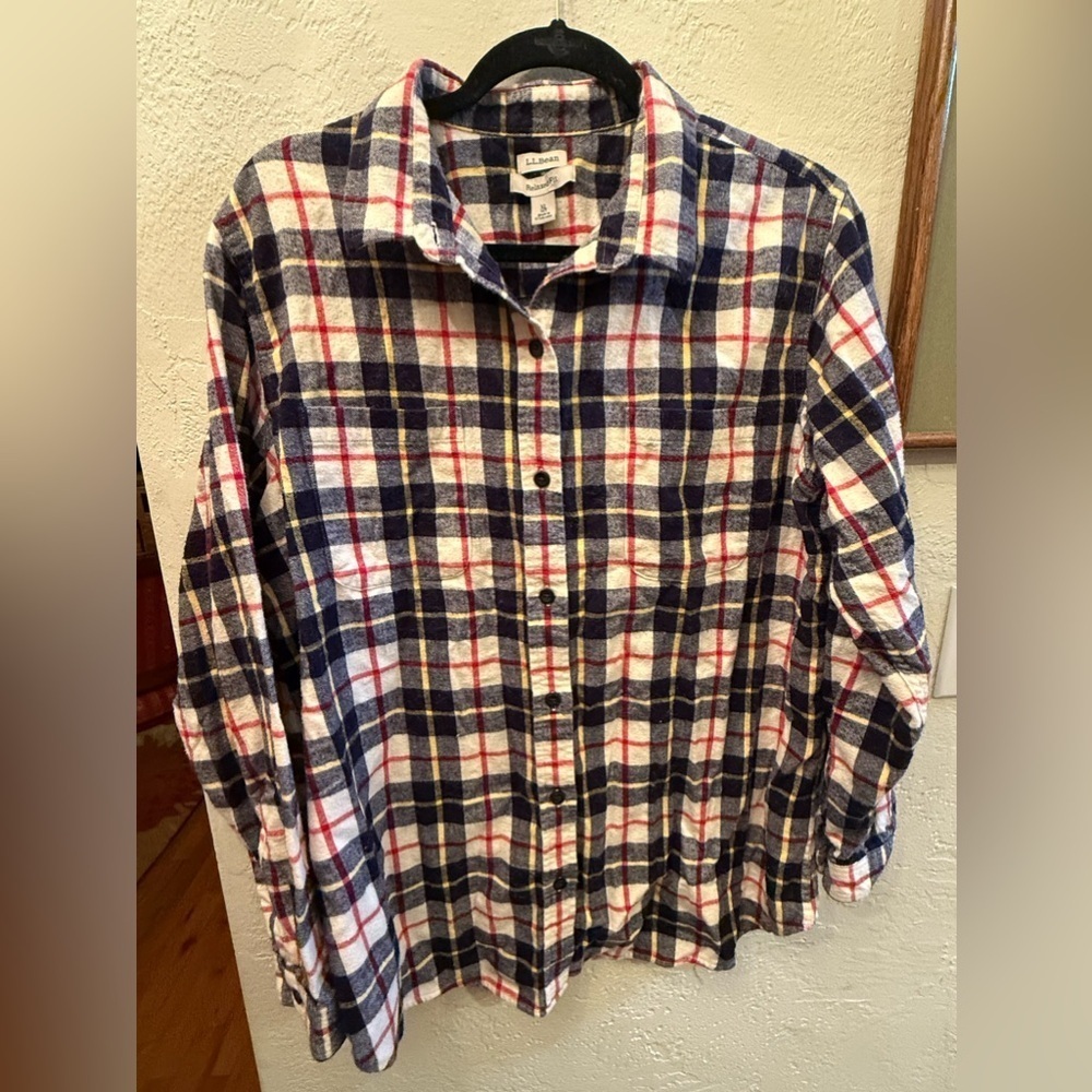 L.L.Bean Relaxed Fit Plaid Shirt - Red, Blue, Yellow Women’s Sz XL